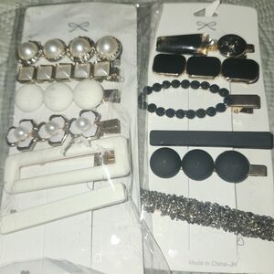 Elegant Black and White Hair Clip Set